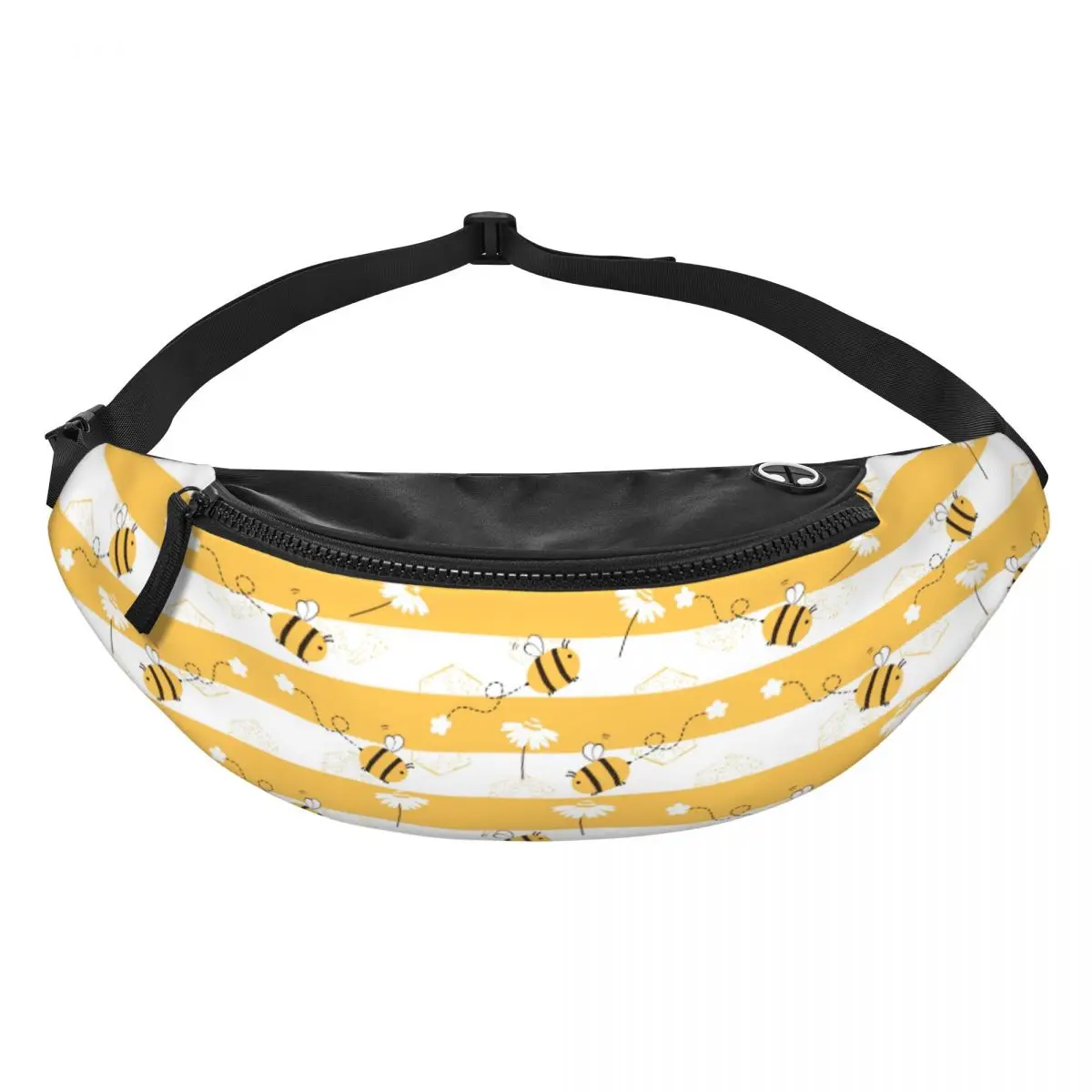 Custom Cartoon Bee And Daisy Flower Pattern Fanny Bag Customized Crossbody Waist Pack Men Women Travel Hiking Phone Money Pouch