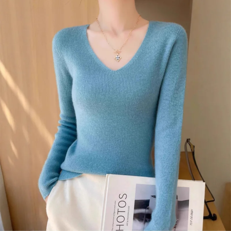 

Весенне-осенний стиль, четырехплоский вязаный женский свитер с воротником, утягивающая трикотажная базовая рубашка, внутренняя одежда, модная Sol