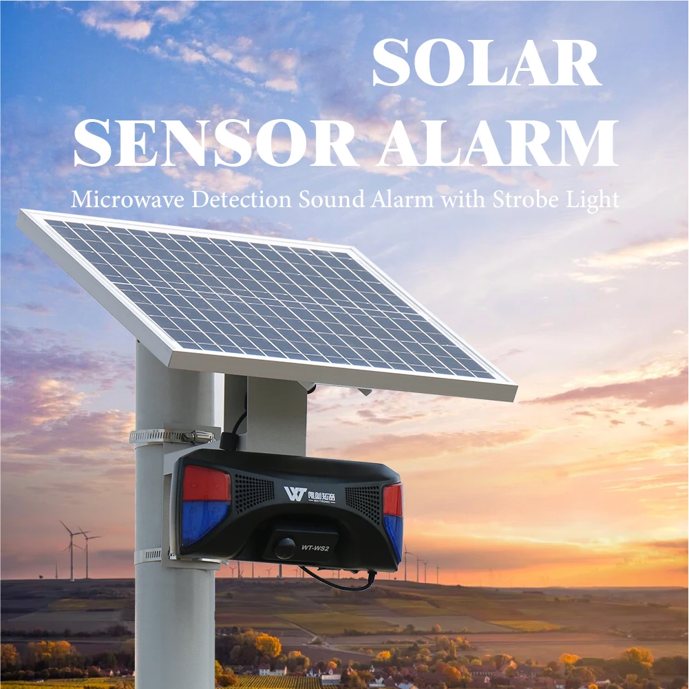 Waterproof Outdoor Solar Powered Sound Alarm Microwave Sound and Light Induction Hazardous Area Alarm Player