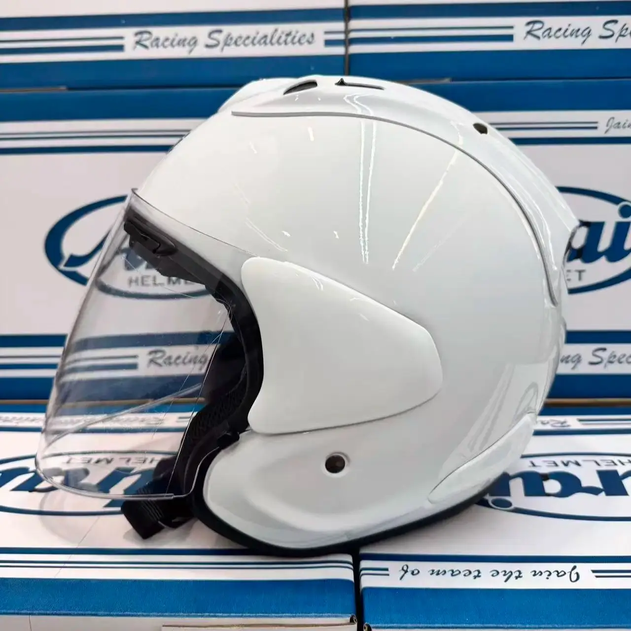 

Open Face Helmet VZ RAM 4 Glossy White 3/4 Helmet Off Road Racing Motocross Motorcycle Helmet