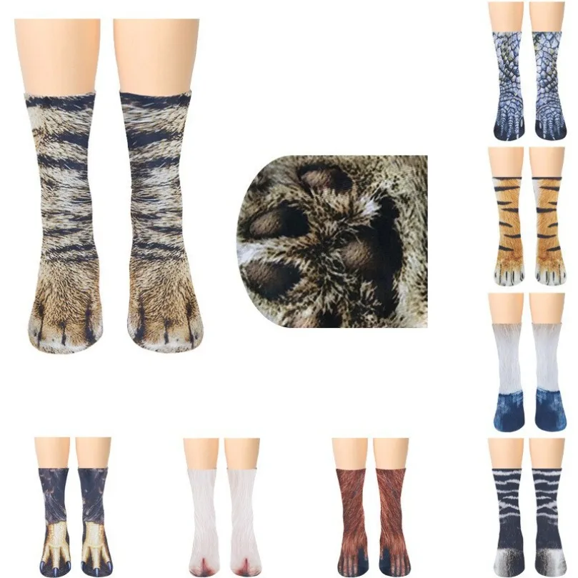 3d Cow Print Socks Women Funny Female Men Husky Dog Puppy Cat Novelty Casual Hosiery Cotton Male Paw Sock Leopard Bear Gift