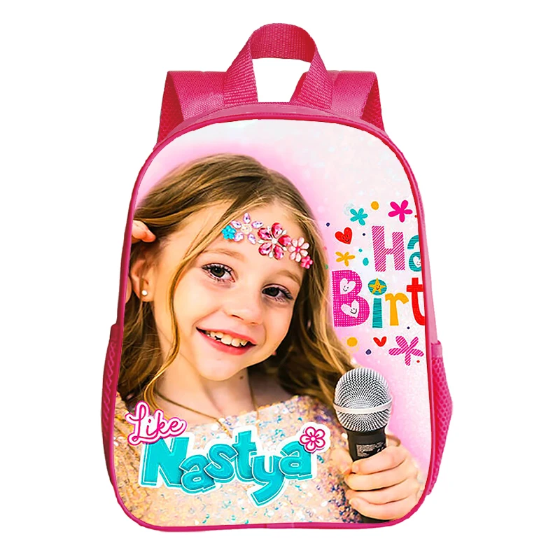 

12 Inch Like Nastya Print Backpack Kids Pink Bookbag Toddler Kindergarten School Bags Beautiful Small Daypack for Girls Mochila