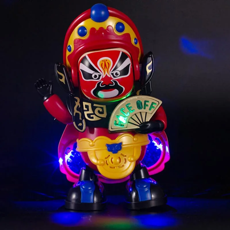 Elétrico automático dança robô bebê brinquedo, ópera chinesa cara mudança boneca, presente de aniversário infantil, brinquedos para crianças, vintage