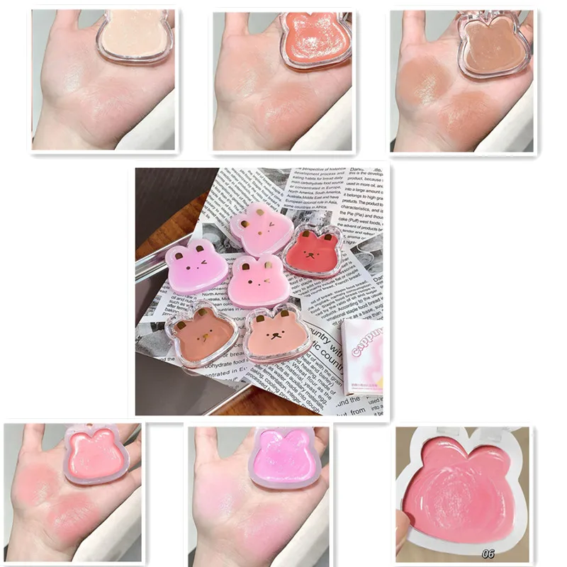 Water Gloss Cheek Cream Monochrome Blush Paste Mud Purple Orange Tint Brighten Lips Cheek Contour Rouge Waterproof Makeup Blush