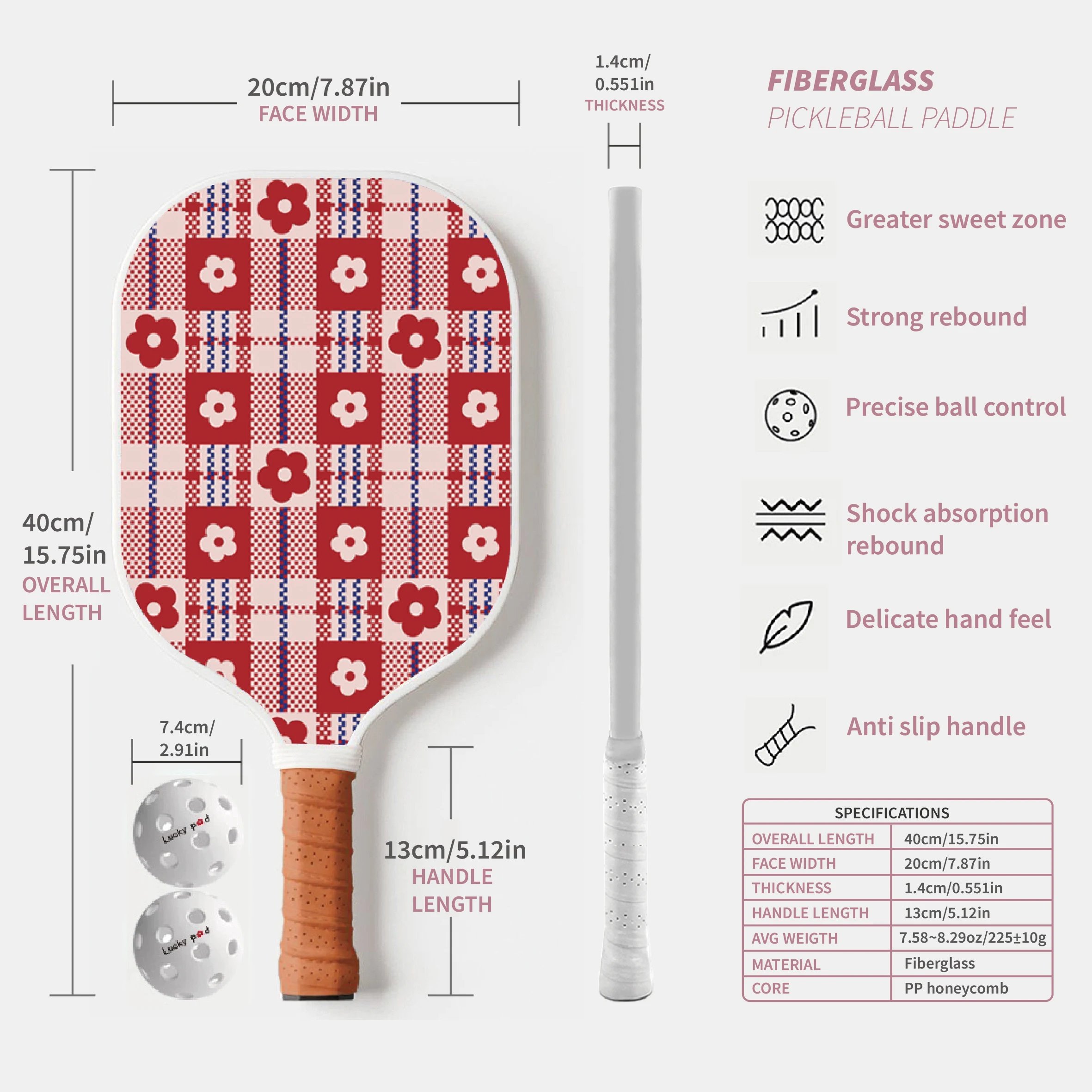 Pickleball Paddle Set with 2 Balls Trendy Pattern Pickleball Paddle Set Lightweight Racket for Adults & Beginners