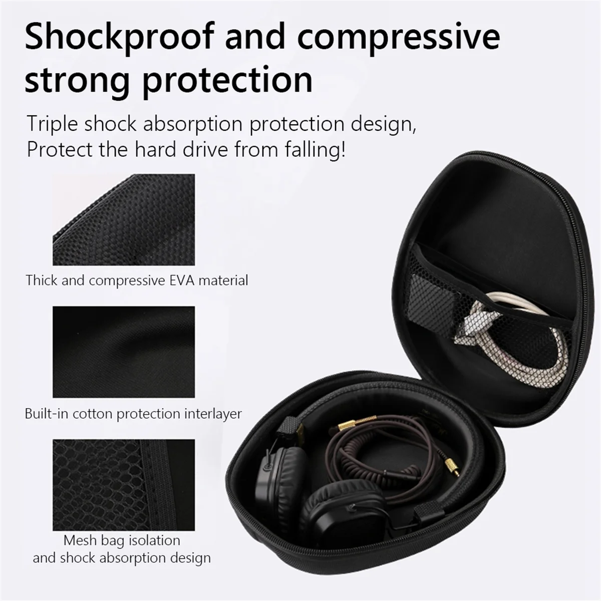 Hard EVA Travel Maleta, Headset Storage Bag, Capa para Sony WH-CH720N WH-CH520N WH-1000XM4 Headphone(B)