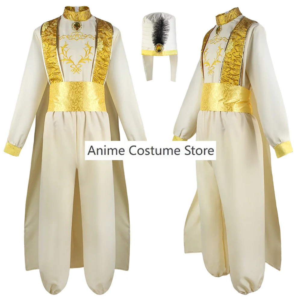 Movie Aladin Magic Lamp Prince Cosplay Costume Anime Adult Hat Top Pants Outfit Hallowen Carnival Party Uniform Suit