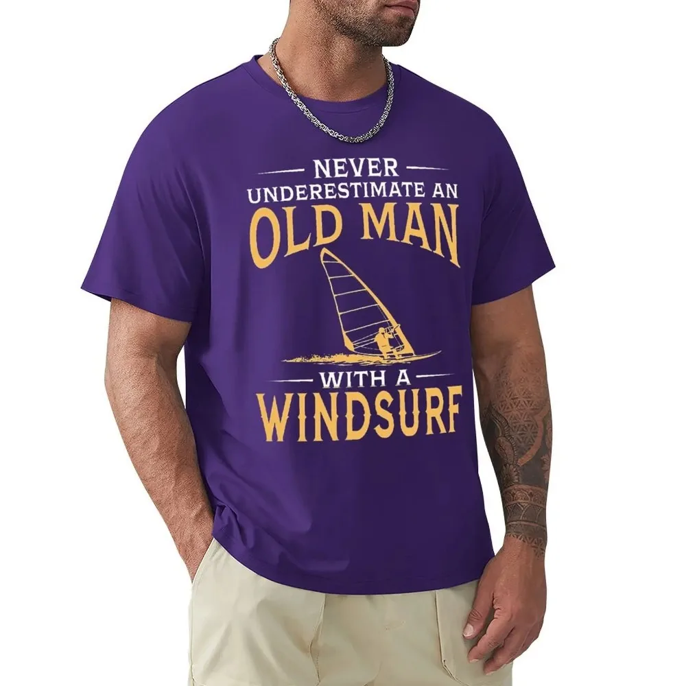 Never Underestimate An Old Man With A Windsurf T Shirt Harajuku Short Sleeve T-shirt 100% Cotton Graphics Tshirt Tops