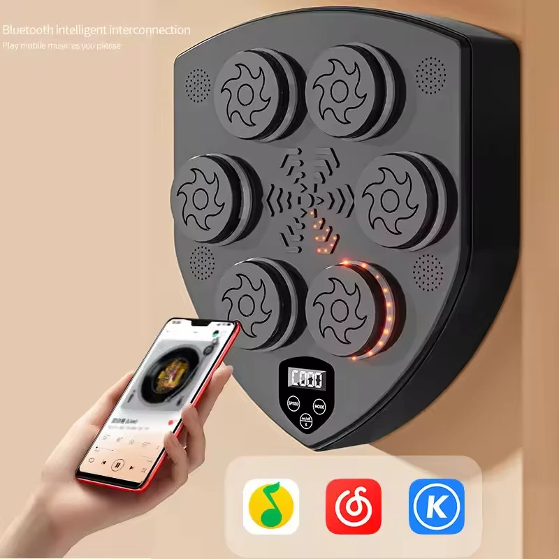 Professional Wireless One Punch Boxing Machine Smart Fitness Electronic Strength Testing Wall-Mounted Target Trainer view 3