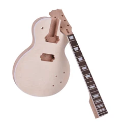 LP Style Unfinished Electric Guitar DIY Kit Set Mahogany Body & Neck Rose Wood Fingerboard Guitar Accessories DIY Kit