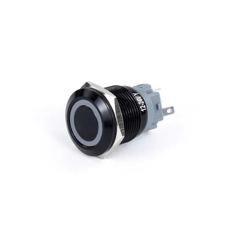 16/19/22mm Waterproof Metal Push Oxidized Black Button Switch Latching Momentary LED Light Power Switch 5V 12V 24V 220V