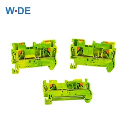 Din Rail Ground Terminal Block 10Pcs PT-2.5PE Spring Connection Feed Through Push In PT2.5-PE Wire Conductor