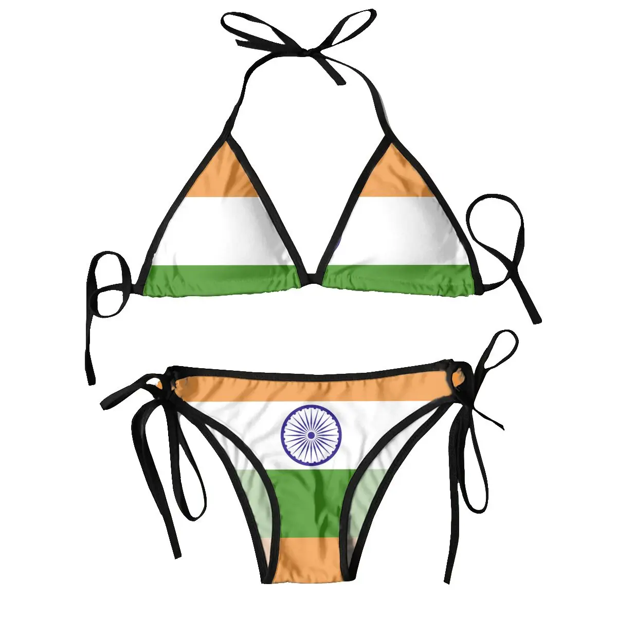 

2024 Swimsuit India Flag Mujer Women Swimwear Summer Beachwear Bathing Bikinis Sets