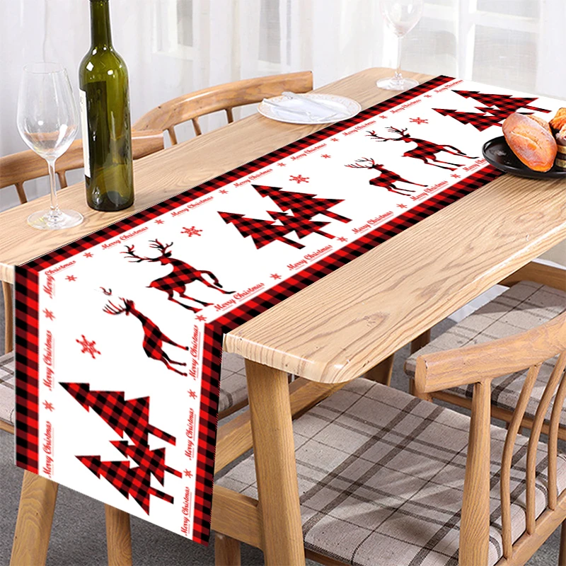 2024 Christmas Table Runner Cloth Merry Christmas Decoration for Home Tablecloth Xmas Cristmas Ornament Navidad New Year 2025