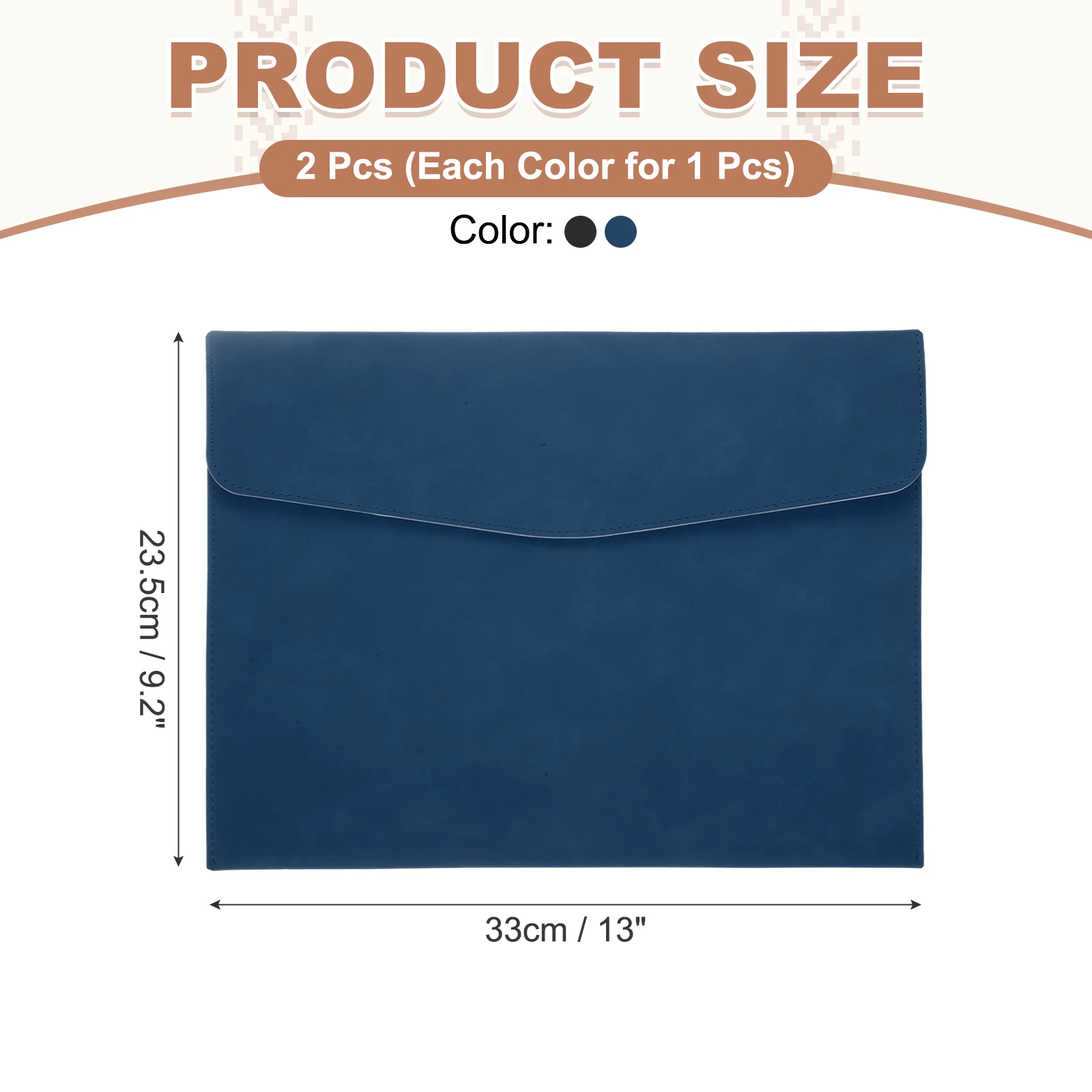 2Pcs PU Leather File Folders A4 Document Holder Waterproof Envelope Folder with Snap Closure, Portable Portfolio Organizer Case