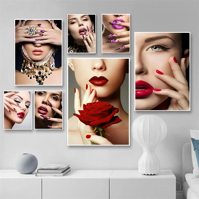 (2D Canvas Painting)  Beauty Salon Nail Shapes Guide Canvas Poster  Stylish Nail Art Prints for Home Decor  Wall Art Ideal Gi