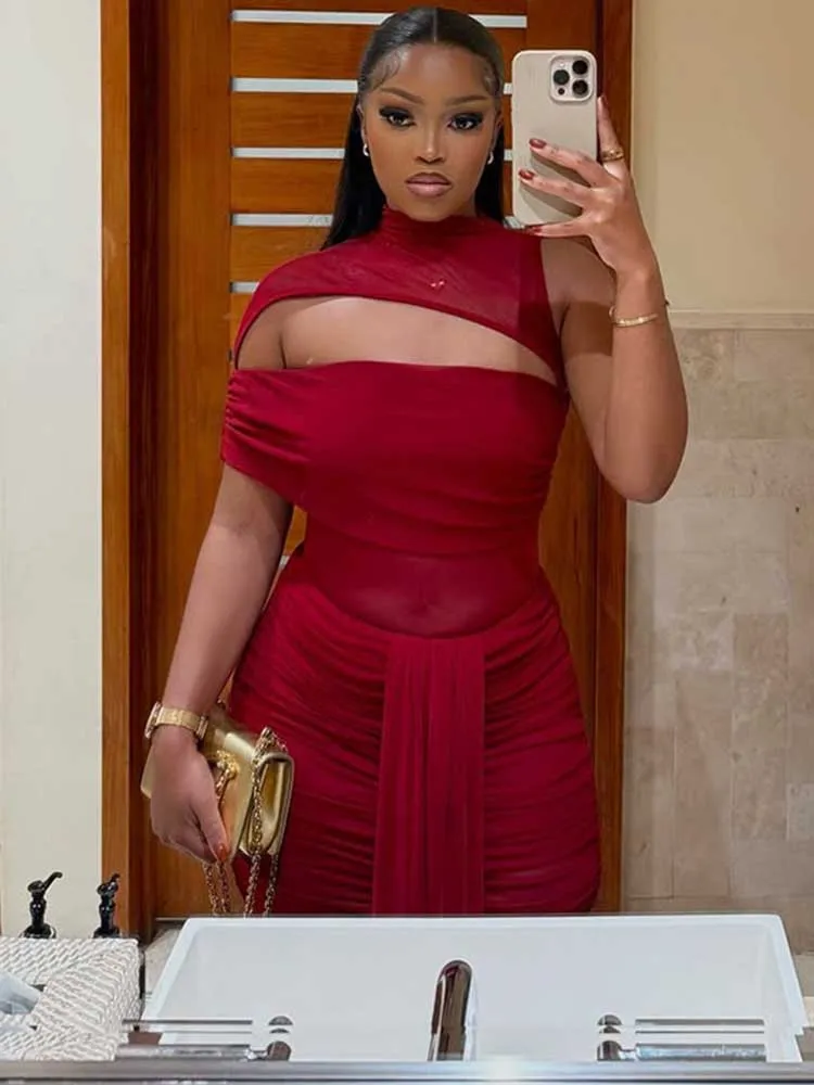 Damska czerwona sukienka świąteczna dzianinowa z wycięciem przy dekolcie seksowne sukienki damskie okrągły dekolt elegancka szykowna wieczorowa długa sukienka wyszczuplająca talię