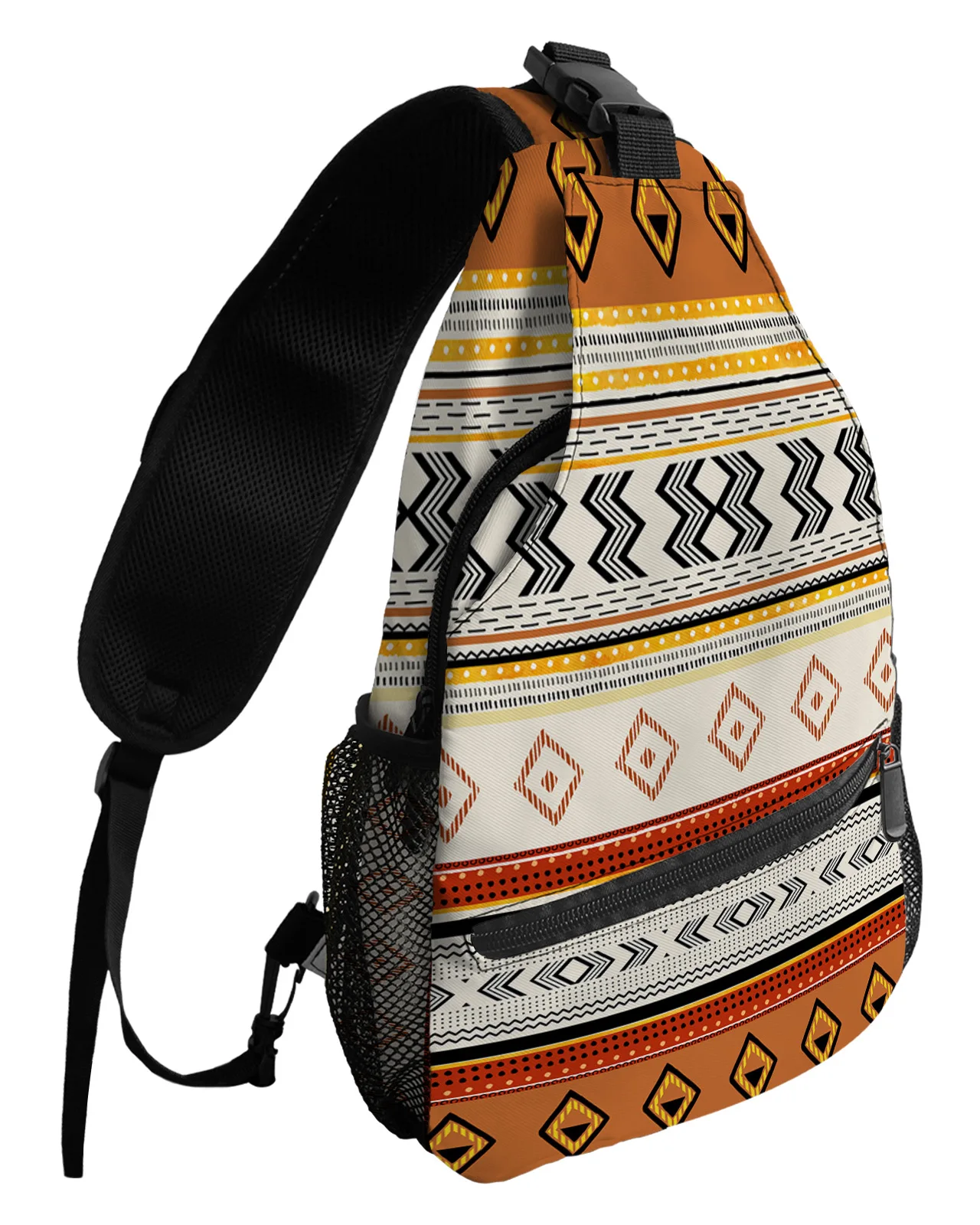 Boho Geometric Stripes Chest Bag for Man Women Casual Crossbody Bag Travel Shoulder Bag Large Capacity Sling Bag