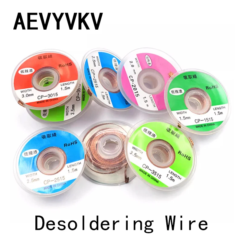 Desoldering Sucção Tin Wire, Solda Braid Wire para PCB, Tin Remove Welding Tool, 1.5mm, 2.0mm, 2.5mm, 3.0mm, 3.5mm