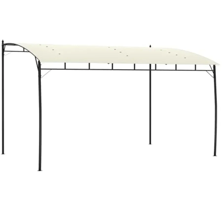 10' x 13' Outdoor Pergola Gazebo with UV-Resistant  and Metal Fe Sun Shade Shelter for Porch Patio Deck Backyard Cream