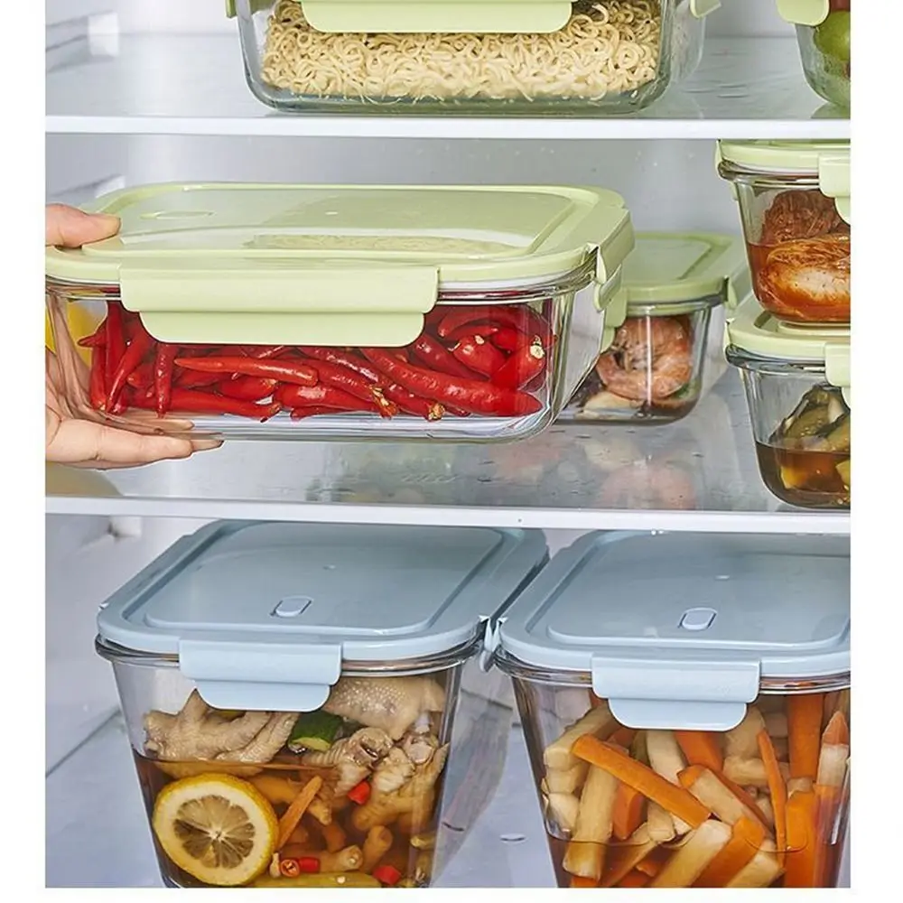 High Borosilicate Large Capacity Glass Crisper Box Stackable Leak-Proof Large Glass Box Microwave Safe Durable Lunch Box view 4