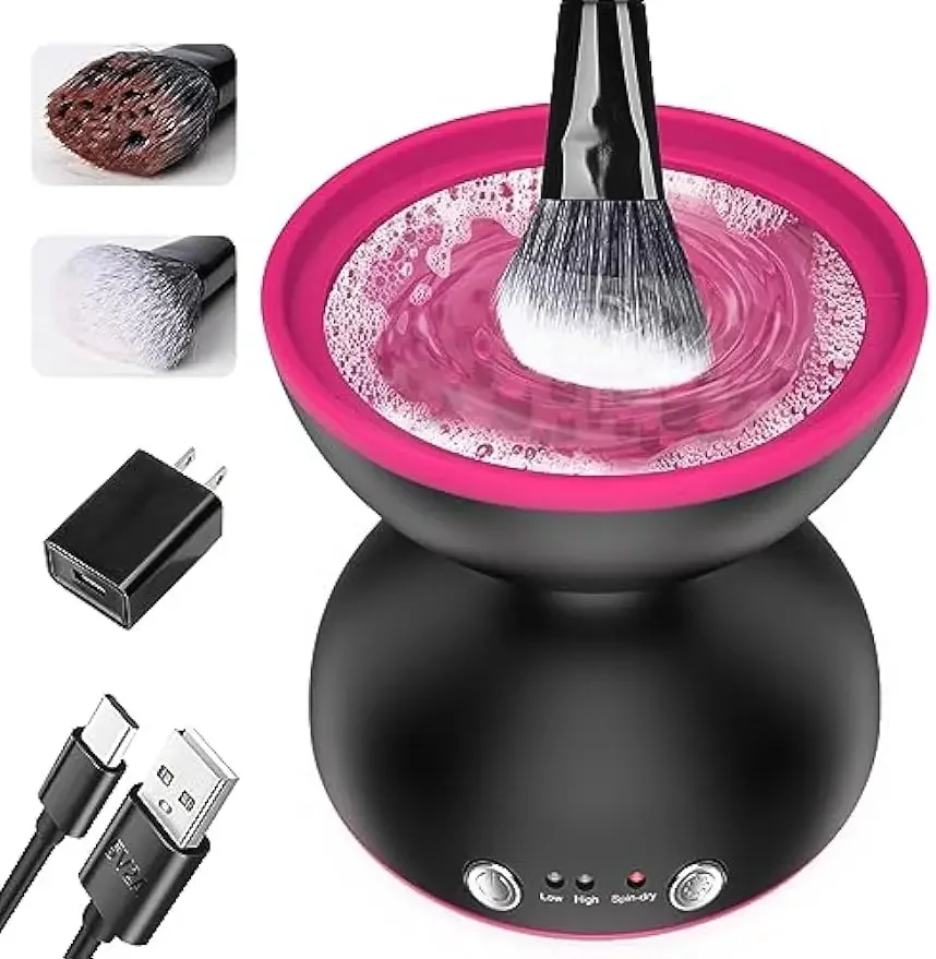 Makeup Brush Cleaner Machine Two Gears Speed and Dehydration Function Travel Portable Automatic