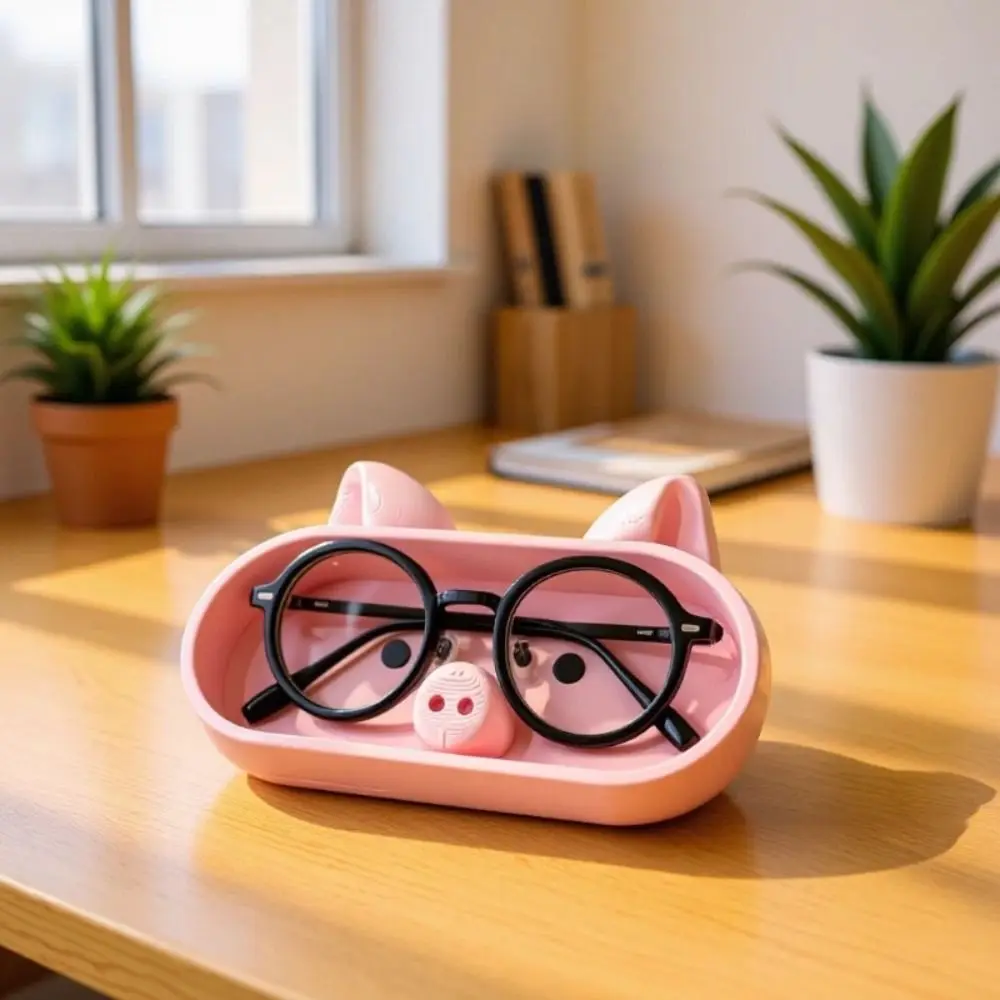 Multi Functional 3D Printed Pig Organizer Tray Pink Washable Glasses Holder Desktop Storage Box Desktop Decor