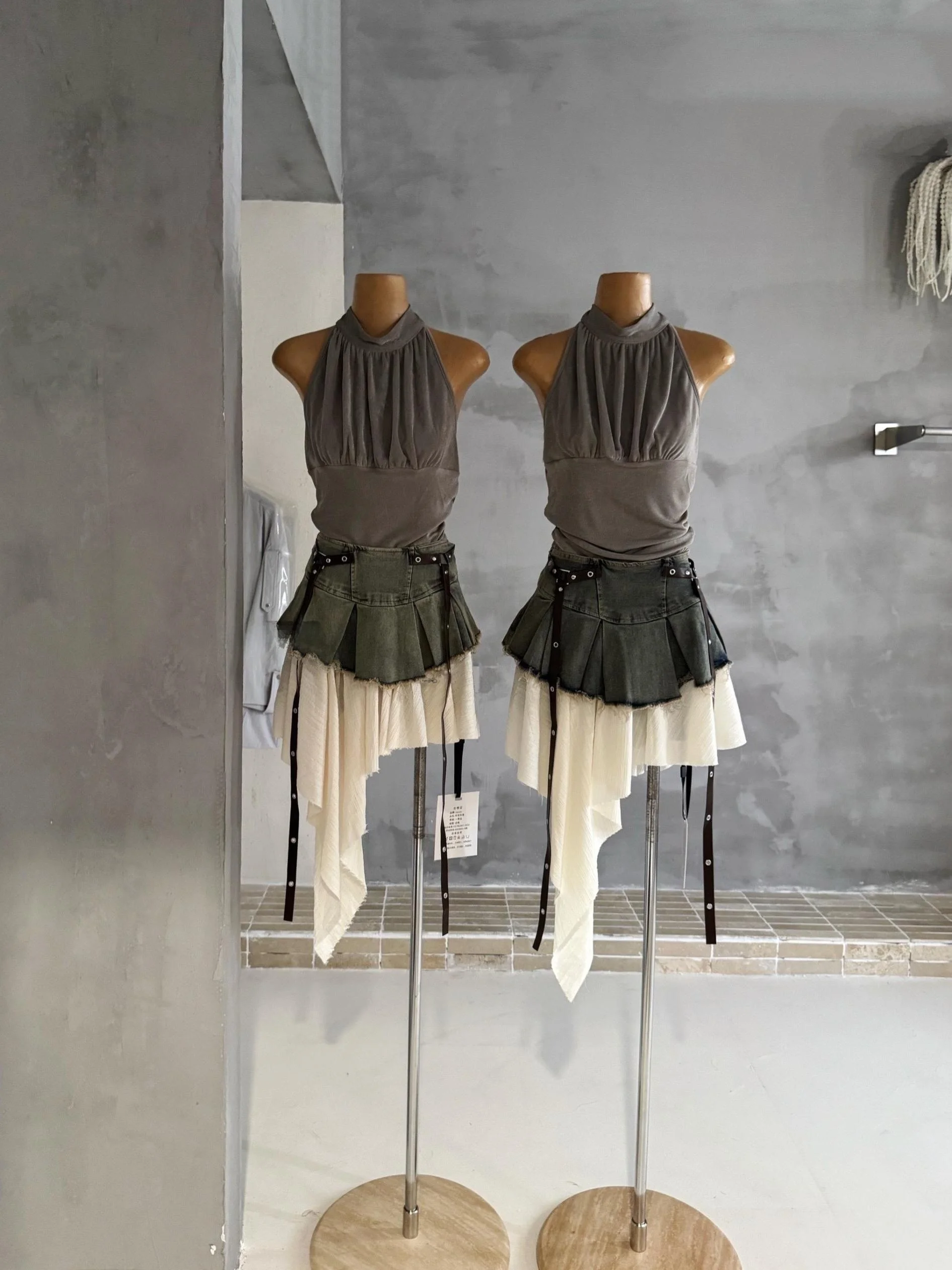 

Asymmetric High Waist Denim Skirt Women's Patchwork Short Skirt Summer Fashionable Casual Polyester Fiber A-Line Skirt