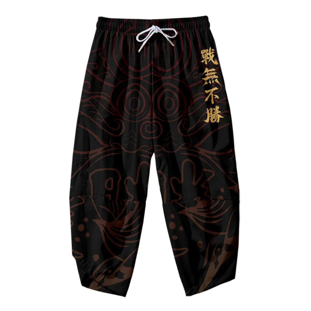 

Anime Dragon Graphic Men Japanese Harem Trousers Casual Elastic Waist Kimono Cropped Pants Streetwear men clothing