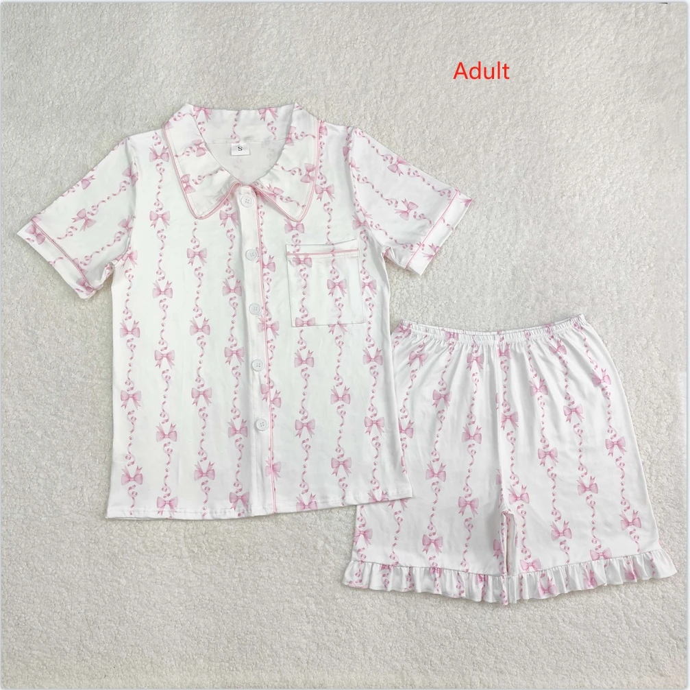 

Fashion Adult Women Pajamas Pocket Buttons Bows Tops Shorts Sleepwear Clothes Set Boutique Clothing Women Nightwear Pajamas Sets