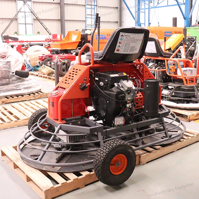 Professional Ride-on Power Trowel Machine . Driving Concrete Floor Finisher for Construction Smoothing