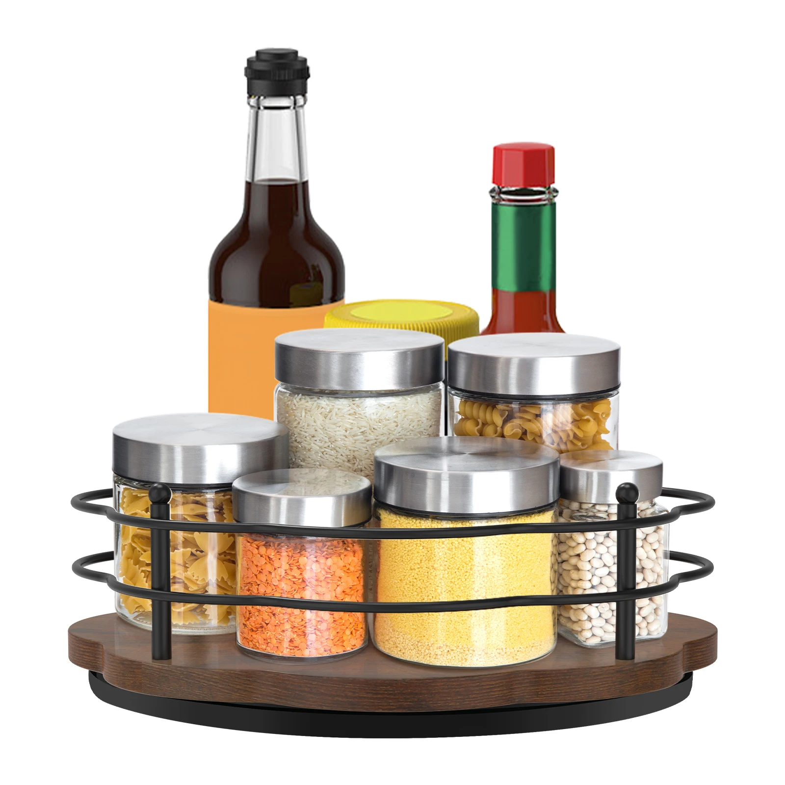 Organizador Lazy Susan 360 °   Organizador de tocadiscos giratorio, estante de especias giratorio multifuncional para gabinete, despensa, encimera de cocina