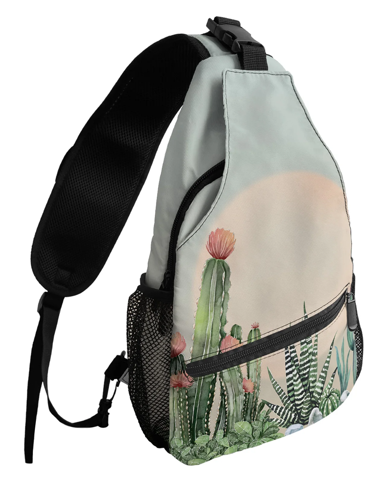 Tropical Plant Cactus Sun Chest Bag for Men Casual Sports Shoulder Bag Women's Travel Waterproof Messenger Bag