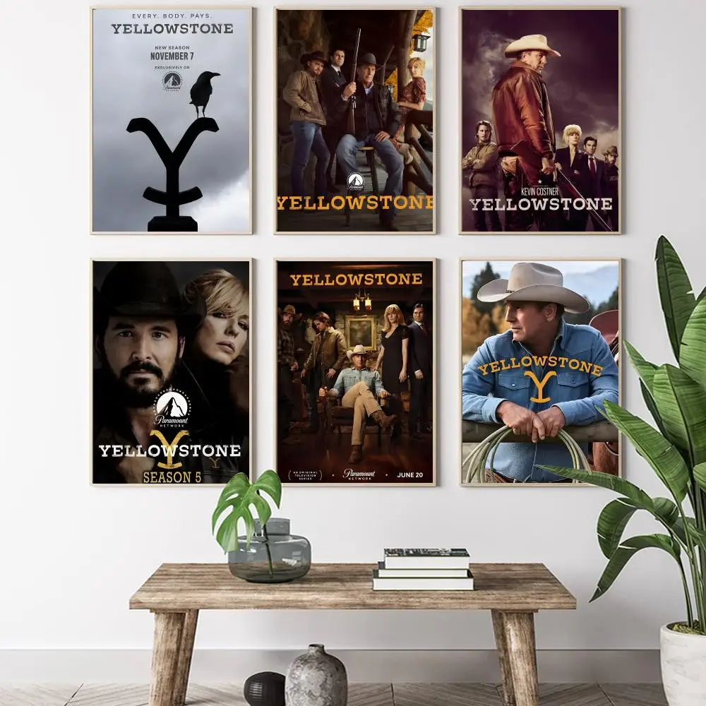 المسلسل التلفزيوني الشهير-Yellowstone خمر اللوحة الخط HD قماش المشارك غرفة المعيشة غرفة نوم بار الديكور الجمالي