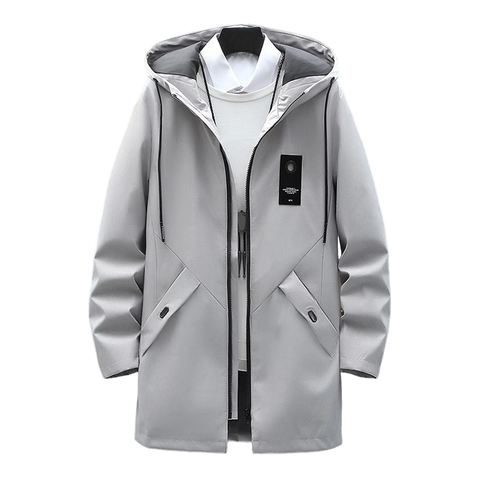 

Мужская повседневная куртка-бомбер, черная длинная ветровка в японском стиле, весна-осень 2024