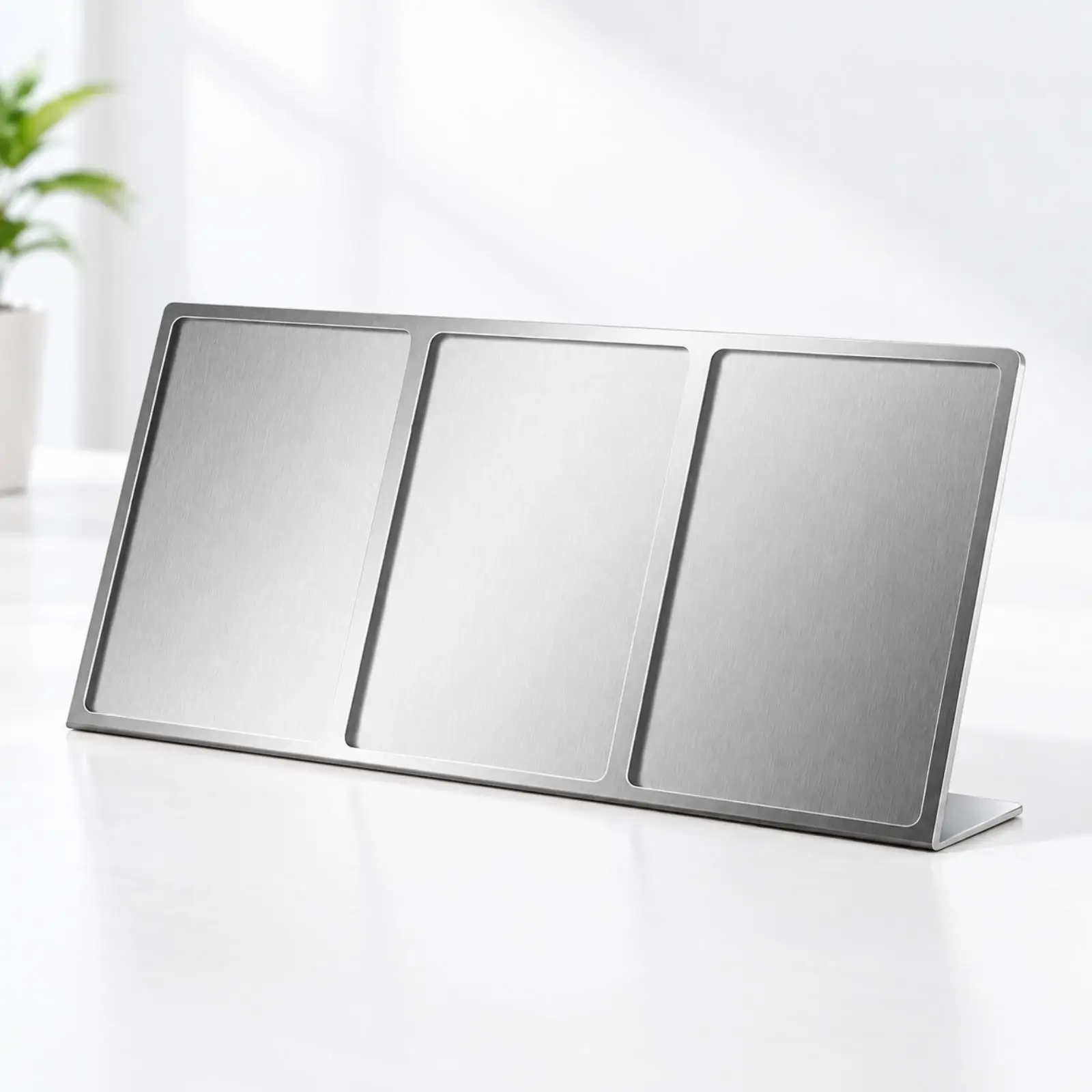 B5 Trisection Display Board with Acrylic Cover Easy to Clean Freestanding Tabletop Sign Holder with Angled Base Stable
