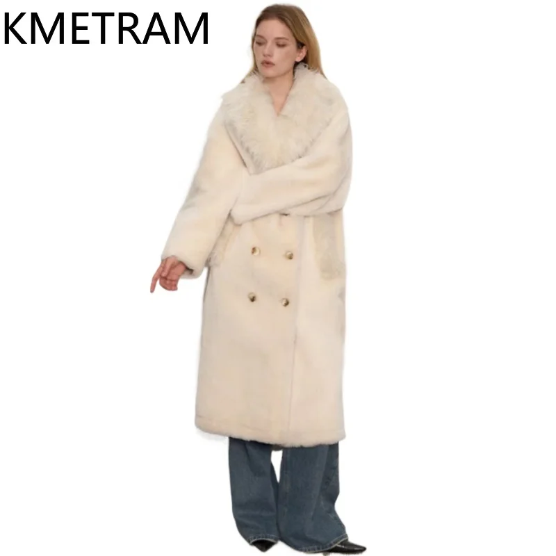 

Куртка KMETRAM из 100% натуральной овчины с шерстяным наполнителем, женская модная белая шуба из натурального меха, зимняя женская одежда 2026, Fourrure