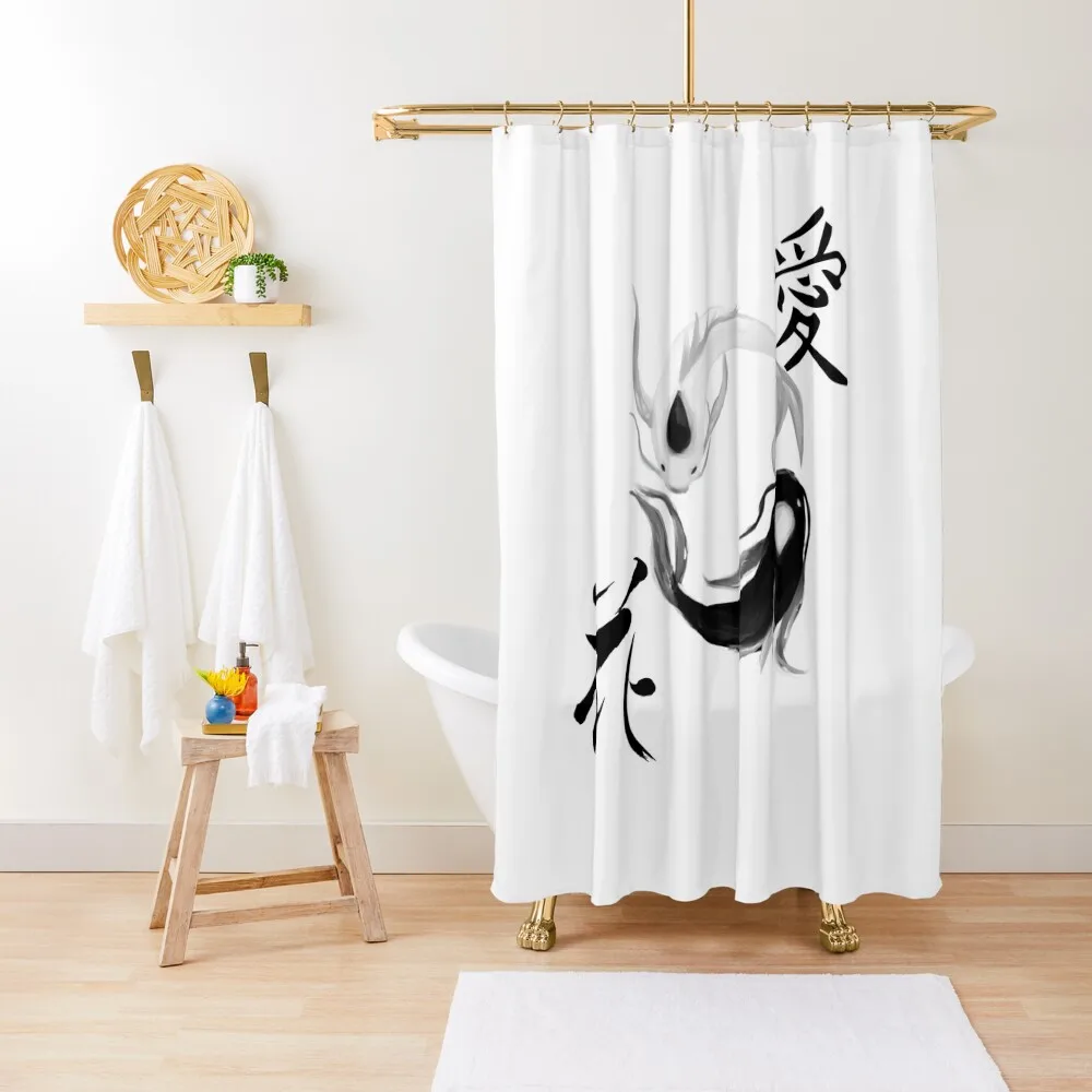 

Ying Yang Koi Fish butterfly Shirt Nishikigoi Japanese Gift Japan love Shower Curtain Bathroom Deco Curtain
