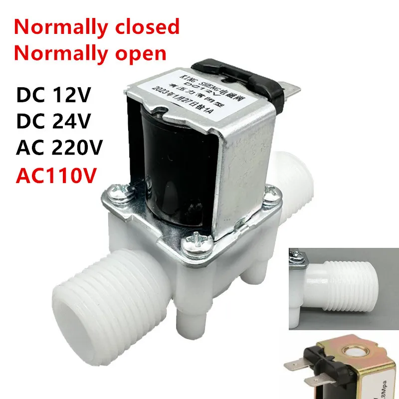 AC 220V 110V DC 12V 24V 1/2" 3/4" Gwint męski Zawór elektromagnetyczny Zawór sterujący wodą Przełącznik kontrolera Normalnie zamknięty Normalnie otwarty