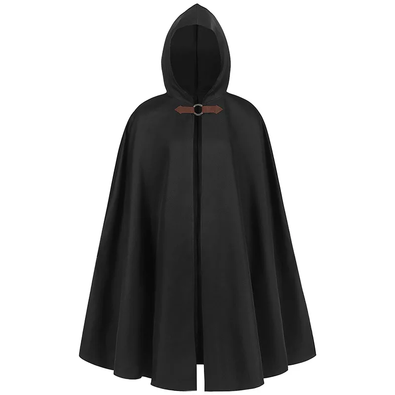 Men's Hooded Cloak Medieval Vampire Shawl Pirate Robe Old Ranger Costume Anime Cosplay