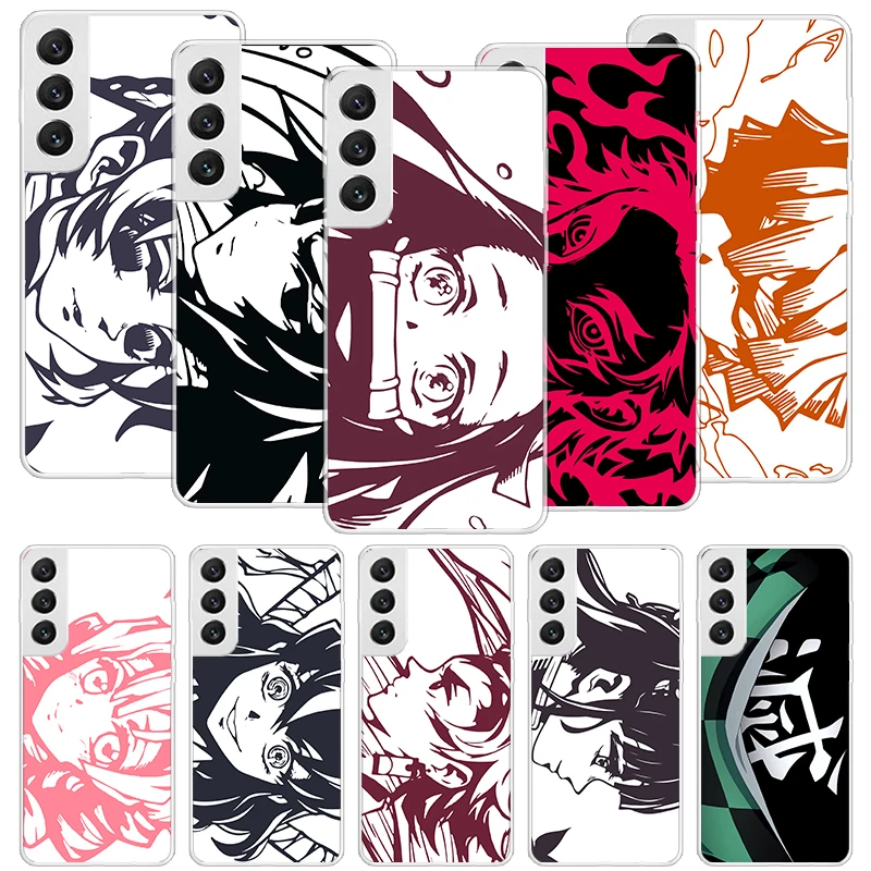 Demon Slayer Black Art Phone Case For Samsung Galaxy S23 S24 S25 Ultra S20 FE S21 + S22 Plus S10 Soft Print Shell Cover Fundas S