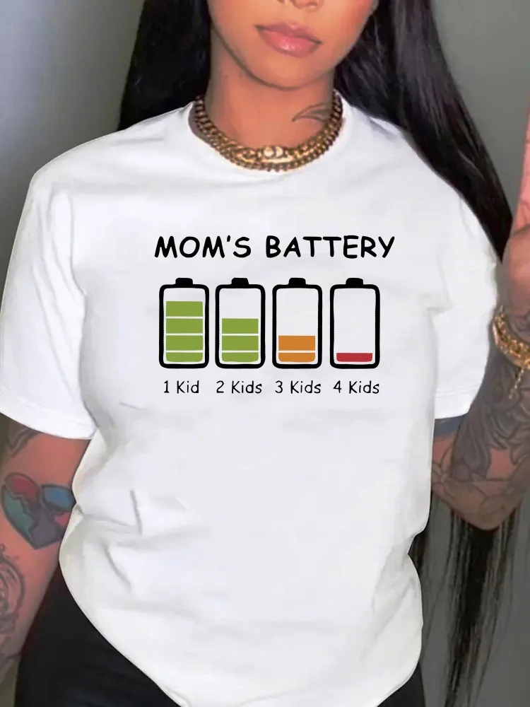 

Минималистичный британский стиль с принтом на батарейках, женская модная футболка с круглым вырезом и короткими рукавами, повседневный спортивный комфортный топ для летних каникул