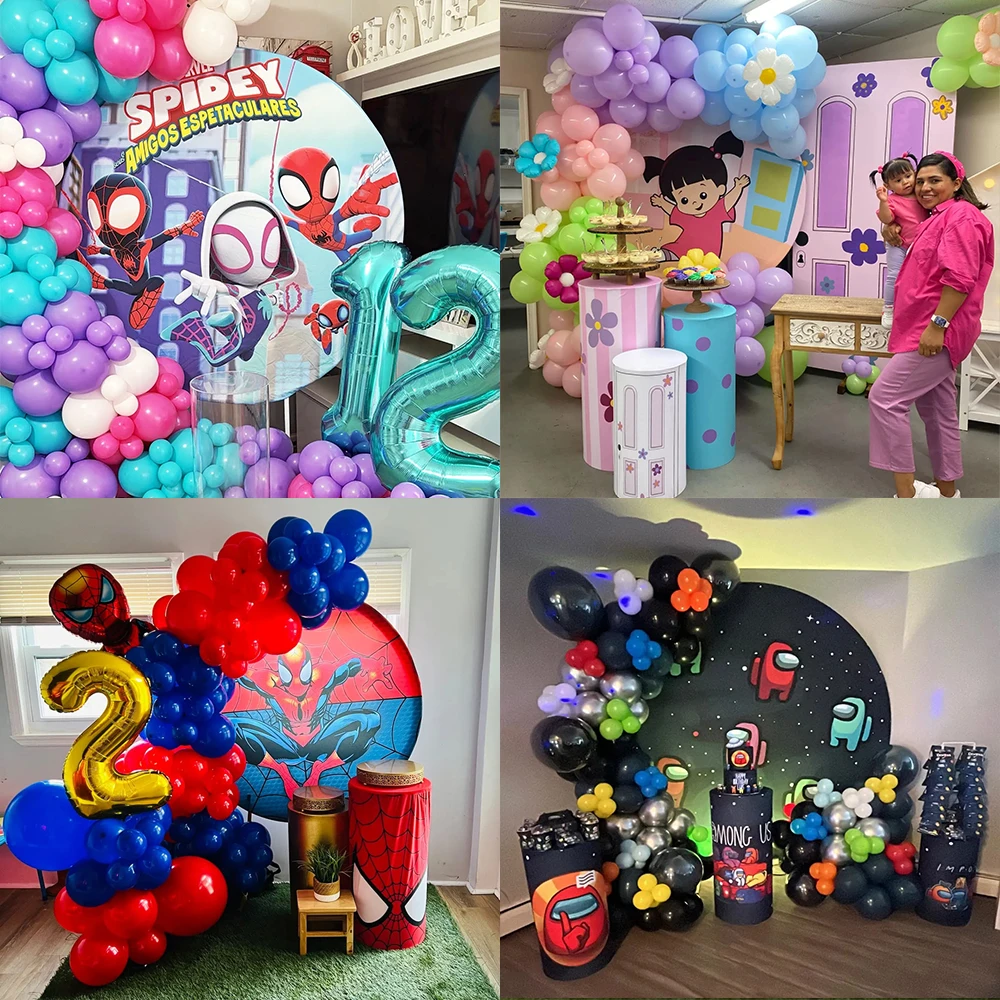 Tło fotograficzne Sanrio Kuromi Hello Kitty na baby shower, okrągłe tło, dekoracja na przyjęcie urodzinowe dla dziewczynek