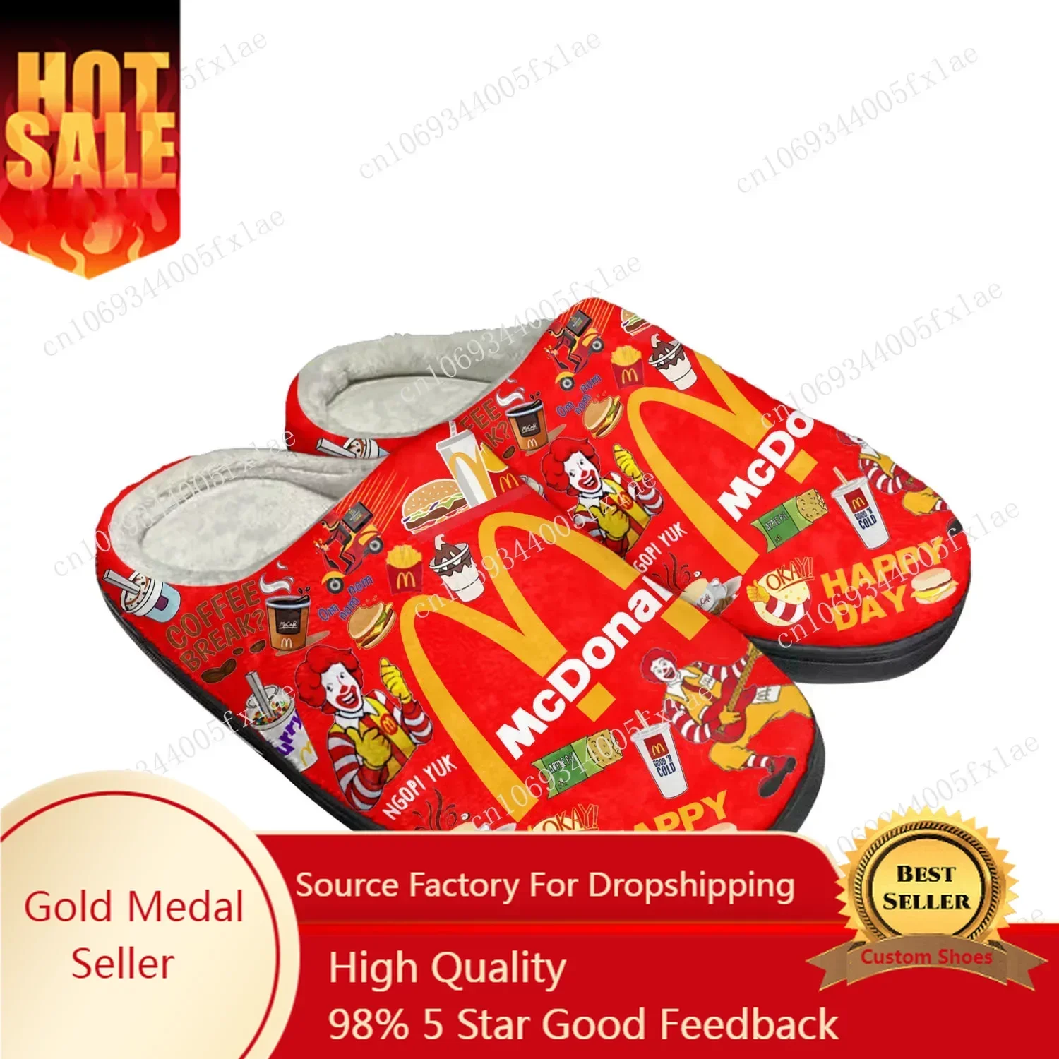 Mc-Donalds Printing Home Cotton Slippers Mens Womens Plush Bedroom Casual Keep Warm Shoes Thermal Indoor Slipper Customized Shoe