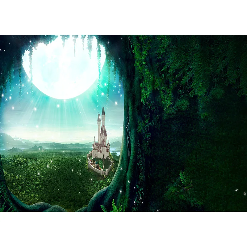 Nitree Halloween Backdrop Pumpkin Lantern Castle Forest Moon Tombstone Photography Background Photo Studio Props  NG-11