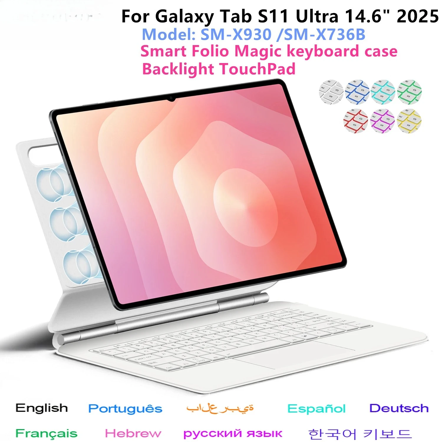 Backlight Magic Keyboard Case For Samsung Galaxy Tab S11 Ultra 14.6" 2025 SM-X930 SM-X936B Tablet Smart Cover Multi-touch