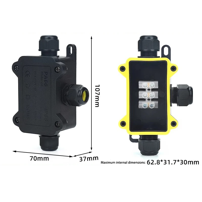 IP68 Waterproof Junction Box Electrical Connector 2-3Way Enclosure Block Cable Connecting Line Protection for Wiring Accessories