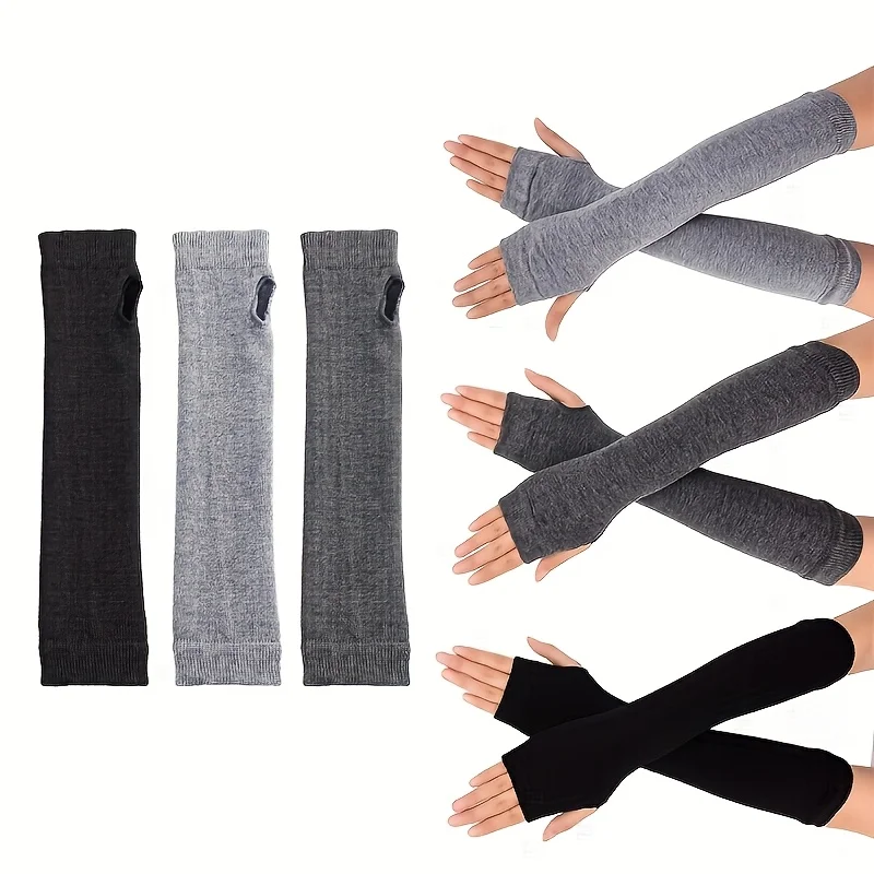 1/3 Paar lange fingerlose Handschuhe, weich gestrickt, modische Goth-Handschuhe, Winter, Unisex, winddicht, elastisch, Outdoor-Sport, Armwärmer, Fäustling