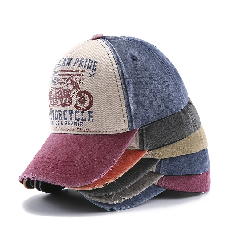 American Washed Cotton Baseball Caps Spring Summer Snapback Hat Hip Hop Fitted Caps Outdoor Casual Multicolor Men Women Hats