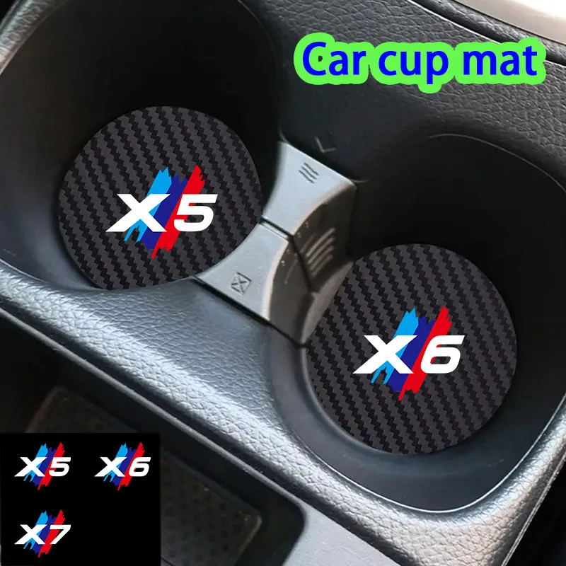 Carbon brazed car cup mat，light luxury texture non-slip mat,car accessories,for BMW M X5 X6 X7